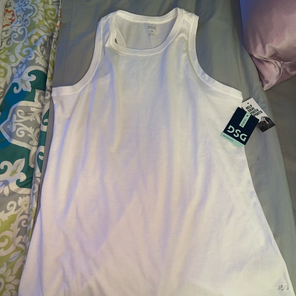 DSG Classic White Sleeveless Top Workout Shirt